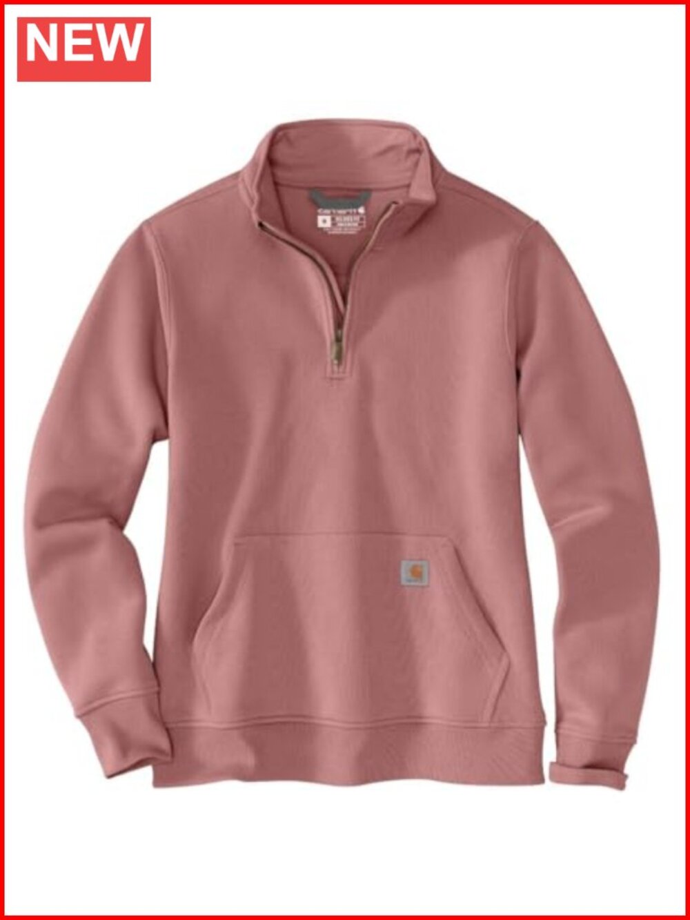 Quarter-Zip Sweatshirt Mock Neck Relaxed Fit Handwarmer Pockets